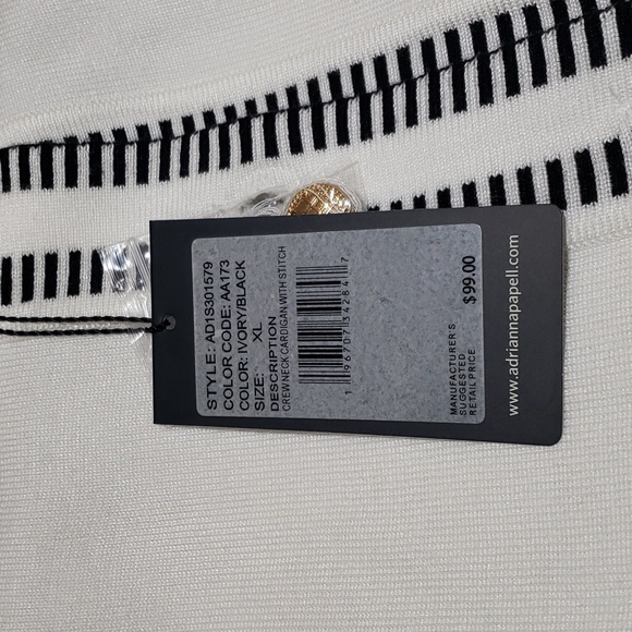 Nwt Adrianna Papell Crew Neck Cardigan with Stitch Detail - Picture 9 of 15